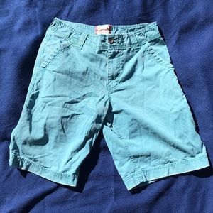Teal color men’s flat front shorts